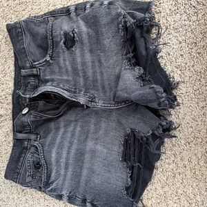 American Eagle Outfitters Charcoal Distressed Jean Shorts